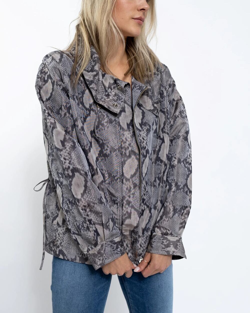 St. John Snake Print Sport Jacket Grey Size XL